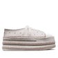Nikpa Sofi white bridal platform sneaker with pearl and rhinestone embellishments on a thick sole