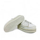 Nikpa Sofi white bridal platform sneaker with pearl and rhinestone embellishments on a thick sole