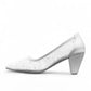 NIKPA TINA white bridal high heels with delicate lace detailing and a comfortable block heel