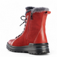 Olang Zaide red hydro-suede and leather winter boot with shearling lining and Alaska ice-grip outsole. Photo of back side view.