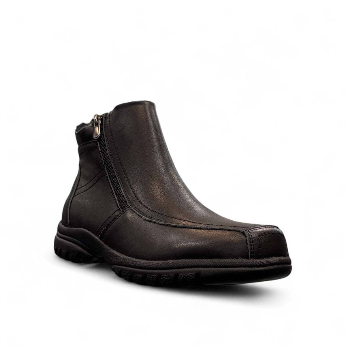 ORTHO FLEX F5111L black mid-ankle boot with side zipper, wool-like lining, and durable low-heel sole.
photo of the front side