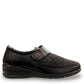 ORTHO FLEX F8244 black comfort shoe with adjustable strap, textured accents, and cushioned sole.
photo of the right side