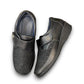 ORTHO FLEX F8244 black comfort shoe with adjustable strap, textured accents, and cushioned sole.
photo of the top side