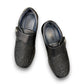 ORTHO FLEX F8244 black comfort shoe with adjustable strap, textured accents, and cushioned sole.
photo of the top side