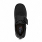Propet Bianca black leather orthotic shoe with a single hook and loop strap and textured toe detail.
photo of the top side