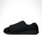 Propet Cush N Foot black stretchable slipper with adjustable strap for swollen feet and bunions.
photo of the left side