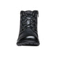 Propet Delaney black leather ankle bootie with D-ring lacing, side zip, and textured knit collar.
photo of the front side