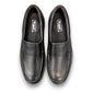 Propet Flynn black leather slip-on shoe with twin gore panels and a durable rubber outsole.
photo of the top side