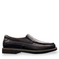Propet Flynn black leather slip-on shoe with twin gore panels and a durable rubber outsole.
photo of the right side