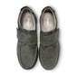 Propet Pomeroy navy suede boat shoe with lace closure, contrast stitching, and cushioned EVA midsole.
photo of the top side
