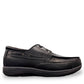 Propet Pomeroy black leather boat shoe with lace-up closure and supportive EVA midsole.
photo of the right side