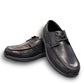 Propet Pomeroy black leather boat shoe with lace-up closure and supportive EVA midsole.
photo of the front side