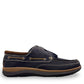 Propet Pomeroy navy suede boat shoe with lace closure, contrast stitching, and cushioned EVA midsole.
photo of the right side