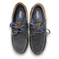 Propet Pomeroy navy suede boat shoe with lace closure, contrast stitching, and cushioned EVA midsole.
photo of the  top side