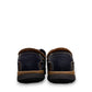 Propet Pomeroy navy suede boat shoe with lace closure, contrast stitching, and cushioned EVA midsole.
photo of the back side