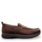 Propet Preston coffee brown leather slip-on boat shoe with twin gore detailing and flexible EVA outsole.
photo of the right side