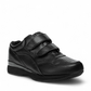 Propet Tour Walker black leather sneaker with dual adjustable hook and loop straps and rubber sole.
photo of the front side
