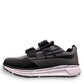 Propet Ultra Strap grey and black athletic shoe with double hook-and-loop closure and knit mesh upper.
photo of the left side