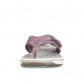 Sina Footwear Clarks Breeze Sea purple flip-flops with a lightweight sole and adjustable strap closure. Photo of the front.
