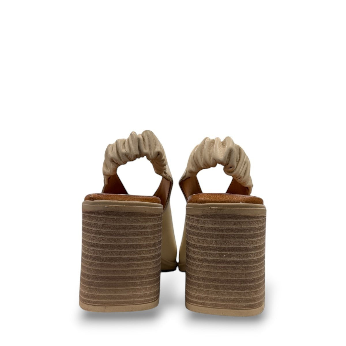 Roamers Qiana bone leather slip-on heels with elasticated back strap and 3-inch block heel