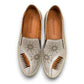 Roamers Atzi silver grey leather flat with intricate cutout details and a comfortable rubber sole.
photo of the top side