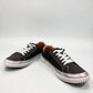 Roamers Audrey black leather sneaker with silver metallic trim, side zipper, and white rubber outsole.
photo of the front side