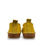 Roamers Avery yellow leather flat with cutout details and stitched rubber sole, side view.
photo of the back side