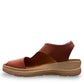 Roamers Ellsie mahogany leather sling-back wedge sandals with elastic strap and platform sole
photo of the left side