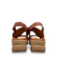 Roamers Ellsie mahogany leather sling-back wedge sandals with elastic strap and platform sole
photo of the back side