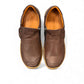 Roamers Enid brown leather slip-on shoes with contrast stitching and a textured rubber sole.
photo of the top side