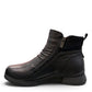 Roamers Hayden black leather ankle boots with double side zippers and a comfortable platform sole.