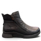 Roamers Hayden black leather ankle boots with double side zippers and a comfortable platform sole.