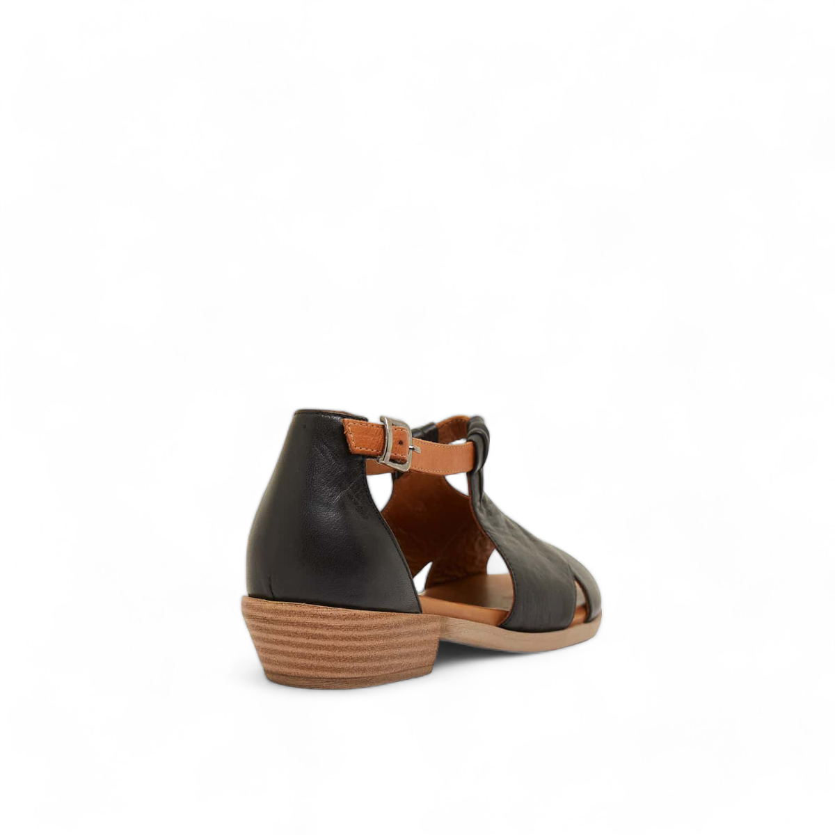 Roamers Zola slides in egret cream leather with a low block heel and gathered front detail.
photo of the back side
