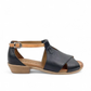 Roamers Zola slides in egret cream leather with a low block heel and gathered front detail.
photo of the right side