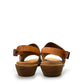 Roamers Jude low heel sandal in silver grey leather with a tan strap and side buckle closure.
photo of the back side