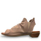 Roamers Maddison silver grey leather peep-toe slingback sandals with a low wooden block heel.
photo of the left side