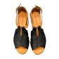 Roamers Mae black and tan leather sandals with side buckle and low block heel.
photo of the top side