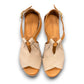 Roamers Mae silver grey leather sandals with side buckle and low heel.
photo of the top side