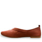 Roamers Malia mahogany brown leather ballet flats with a soft slip-on design and gathered detail.
photo of the left side
