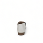 Roamers Mesa white leather peep-toe sandal with side zipper and low block heel.
photo of the back side