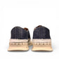 ROAMERS PARIS leather sneakers in navy and white with a unique chunky rubber sawtooth outsole.
photo of the back side