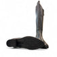 Roamers Peace black leather knee-high boot with block heel and decorative side zipper.
photo of the bottom side