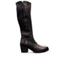 Roamers Peace black leather knee-high boot with block heel and decorative side zipper.
photo of the right side