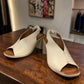 Roamers Qiana bone leather slingback heels with a 3-inch block heel and elasticated back strap
photo of the front side