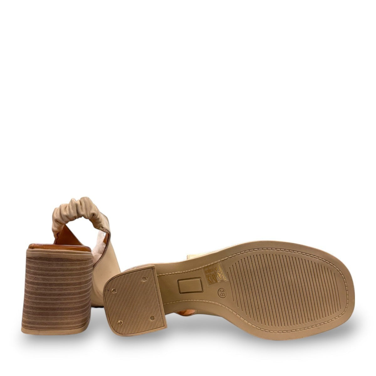 Roamers Qiana bone leather slip-on heels with elasticated back strap and 3-inch block heel
photo of the bottom