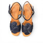 Roamers Quana navy leather heeled sandals with an adjustable instep strap and 2.5-inch block heel.
photo of the top side