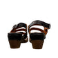 roamers Remi black leather heeled sandals with an adjustable back strap and comfortable rubber outsole.
photo of the back side