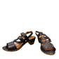 roamers Remi black leather heeled sandals with an adjustable back strap and comfortable rubber outsole.
photo of the front side
