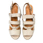 roamers Remi silver grey leather heeled sandals with an adjustable back strap and comfortable block heel.
photo of the top side