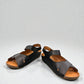 Roamers Talani black leather sandals with a velcro instep strap and comfortable rubber outsole.
photo of the front side